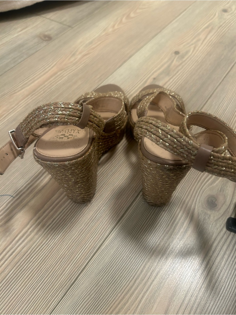 Vince Camuto Gold Braided Platform Wedge Sandals